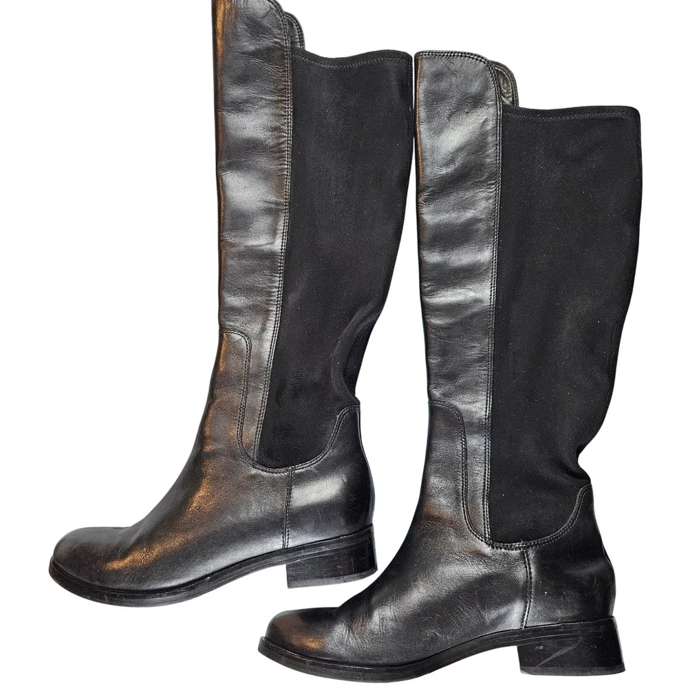 Cole Haan Air Whitley‎ Black Leather & Suede Tall Boots, size 8.5 B